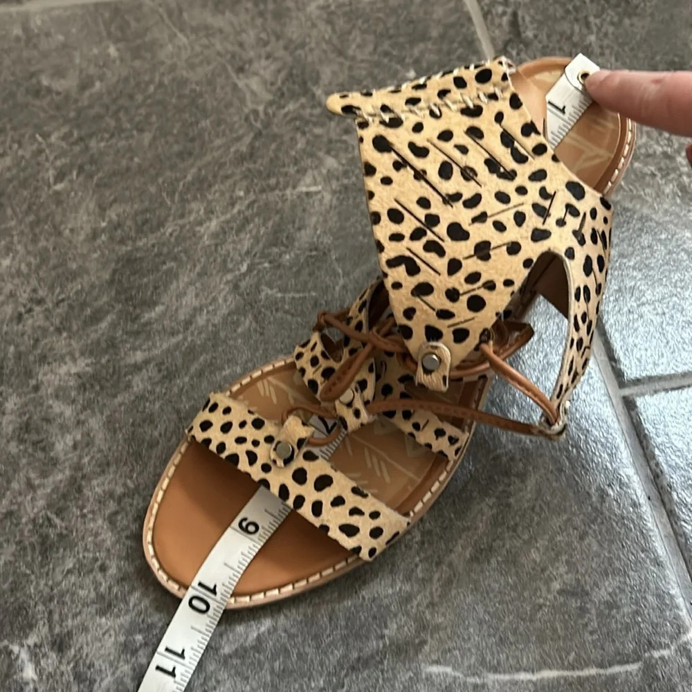 Dolce Vita Luci Leopard Print Calf Hair Block Heels Size 8.5 Boho Resortwear - Picture 11 of 14